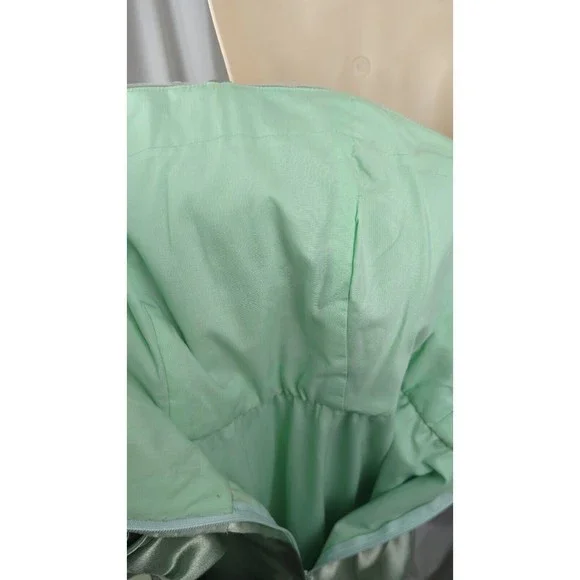 Vintage 50s Tulle Prom Dress Seafoam Green Satin Silk Halter Ruched Mint XXS XS - Picture 13 of 13